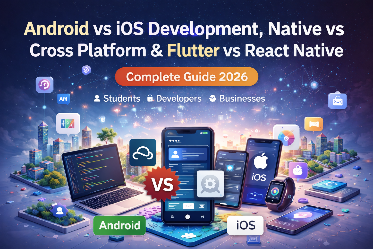Android vs iOS Development, Native vs Cross Platform & Flutter vs React Native – Complete Guide