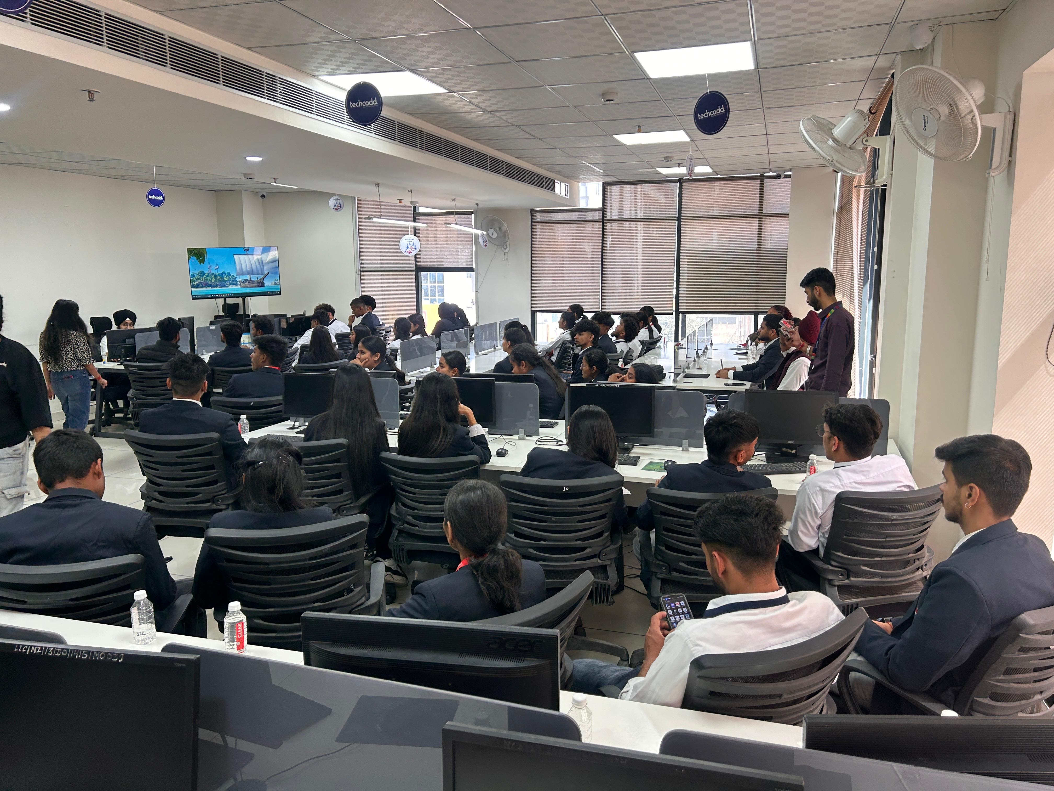 Students attending industrial visit at TechCadd for Syntax Developer session