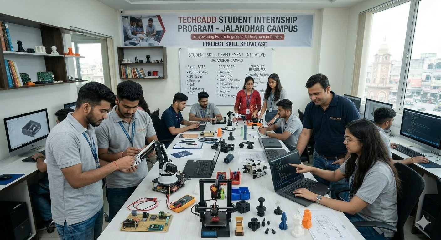 Techcadd students participating in skill development training in Jalandhar while learning practical technology and career skills in a computer lab