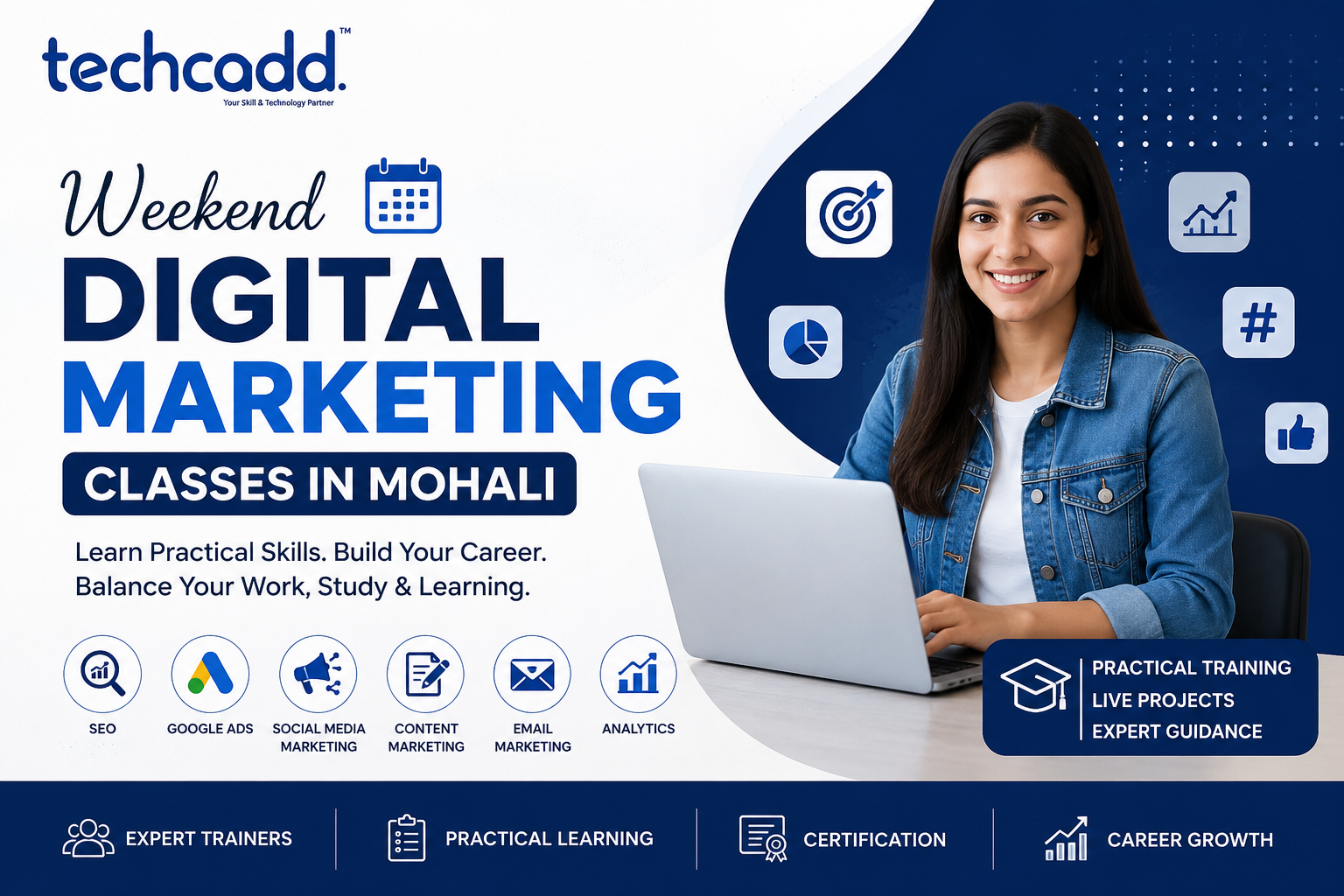Weekend Digital Marketing Classes in Mohali – Learn Practical Skills While You Work or Study - Techcadd Blog
