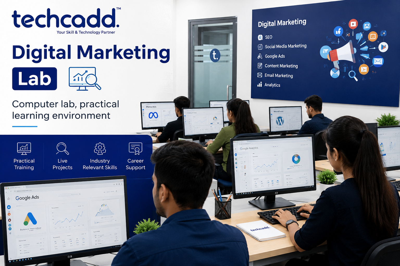 Digital Marketing Lab – Practical Computer Lab at Techcadd